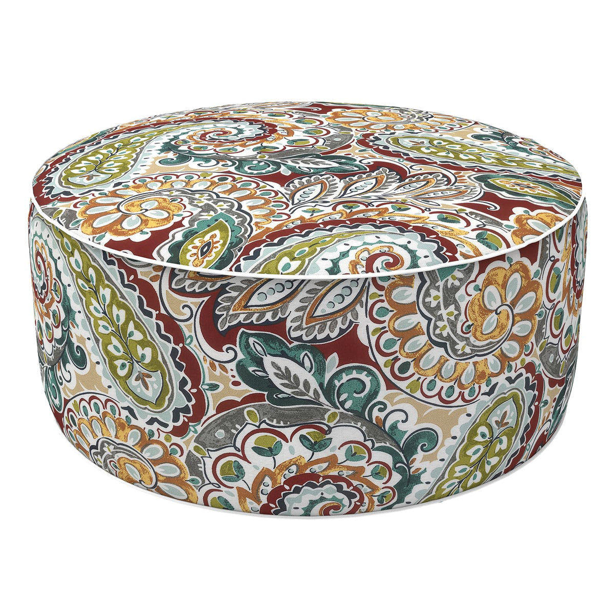 LVTXIII puff frente con diseño Paisley Chilli para decorar espacios