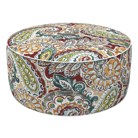 LVTXIII puff frente con diseño Paisley Chilli para decorar espacios
