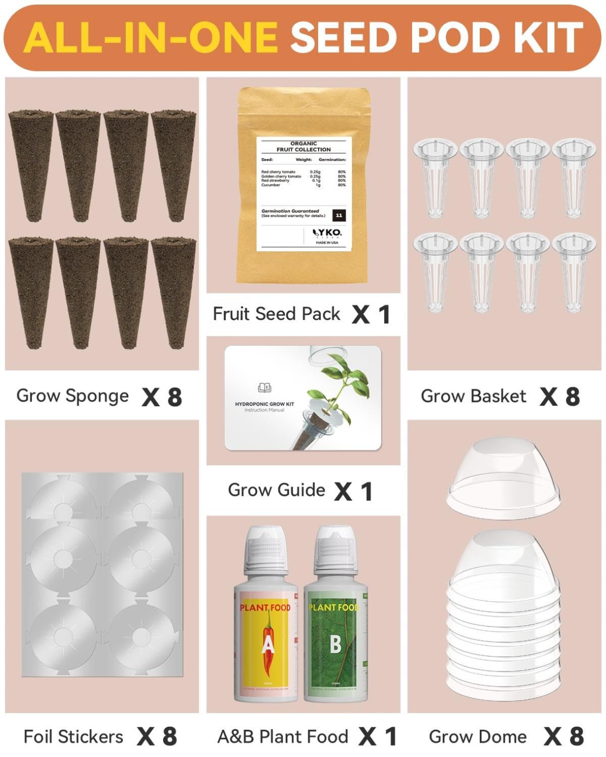 LYKOCLEAN primer plano de semillas heirloom, garantía de alta germinación