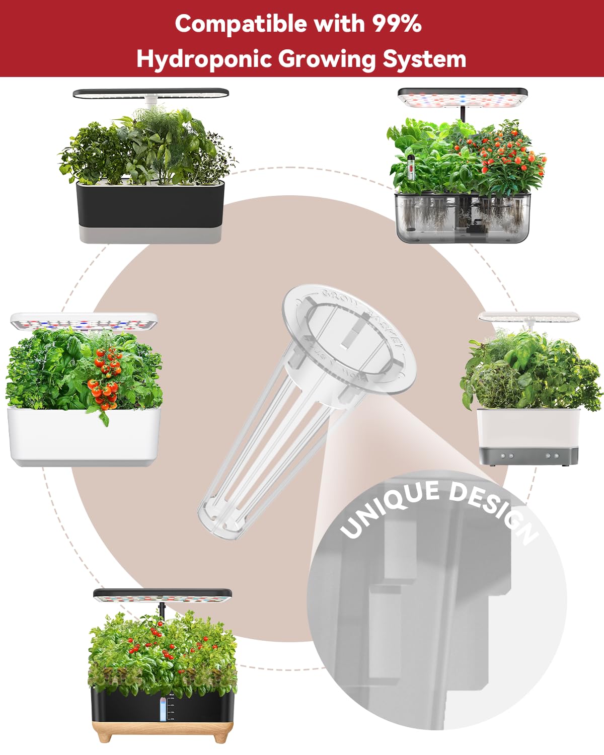 LYKOCLEAN pod insertado en AeroGarden en uso, crecimiento rápido y organizado