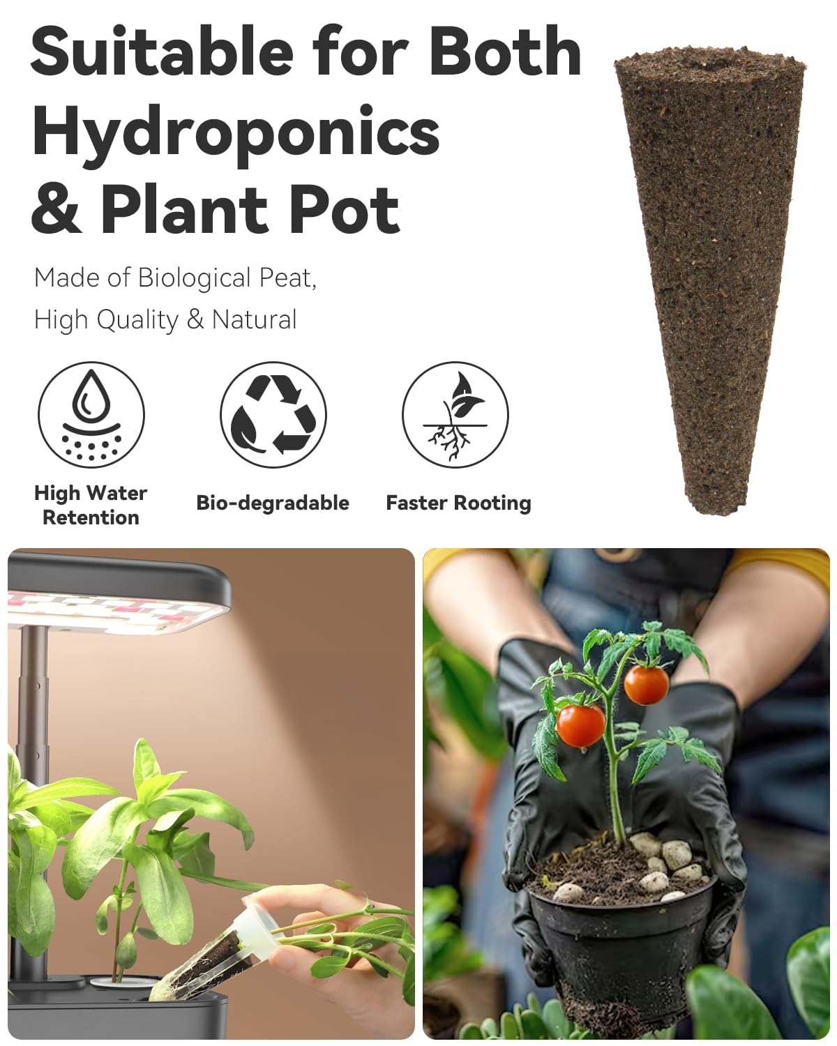 LYKOCLEAN cápsula sembrada dentro de AeroGarden demostrando uso práctico