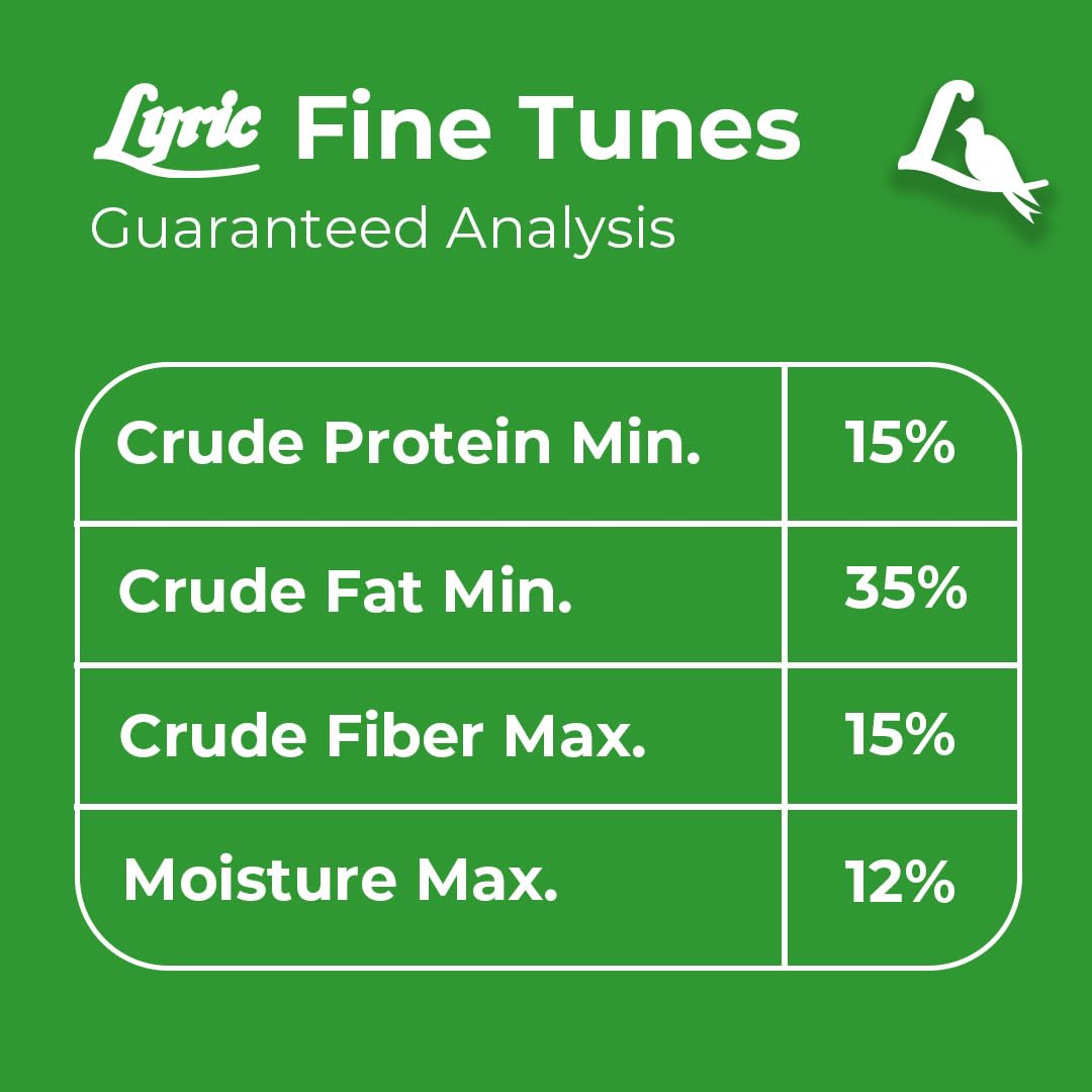 Lyric etiqueta con lista de ingredientes y beneficios para aves