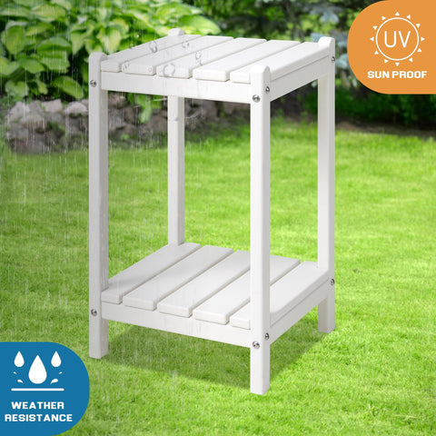 LZRS mesa blanca en ambiente de piscina que resalta fácil mantenimiento