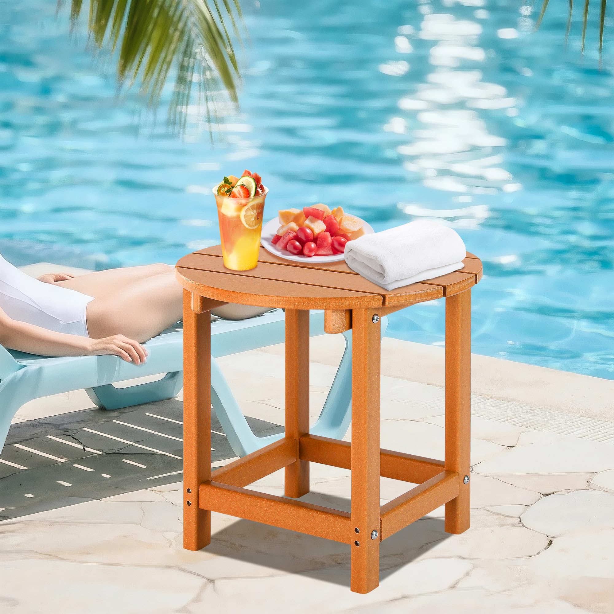 LZRS mesa junto a silla Adirondack para comparar tamaño y escala práctica