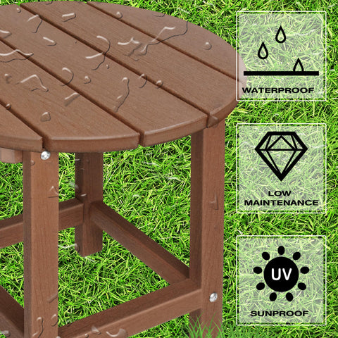 LZRS mesa en uso junto a silla Adirondack, comodidad exterior