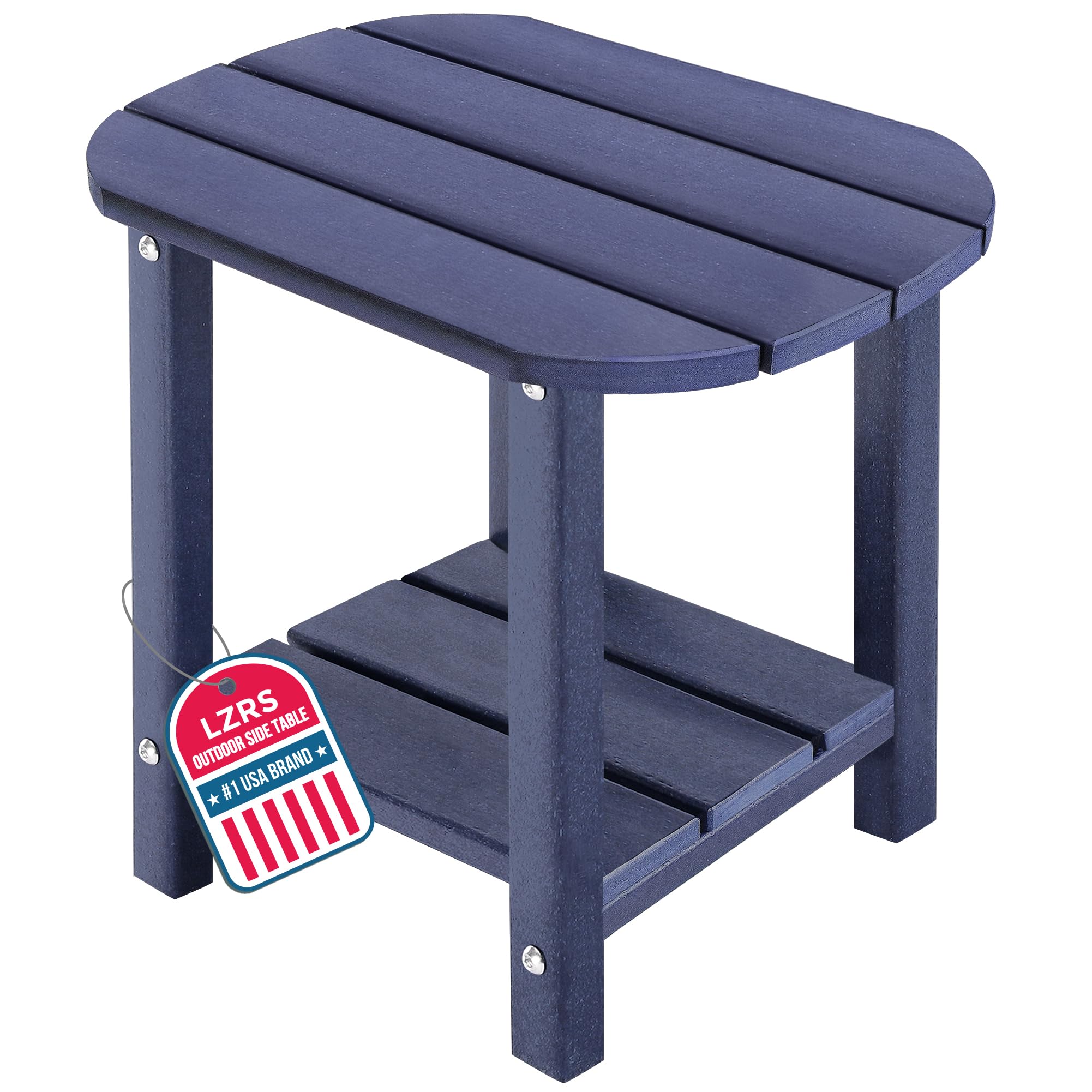 LZRS vista frontal de la mesa lateral Navy Blue mostrando estabilidad y diseño