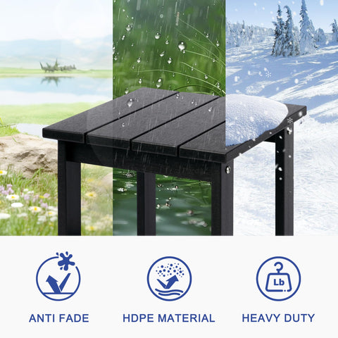 LZRS mesa junto a sillón Adirondack ofreciendo superficie para bebidas
