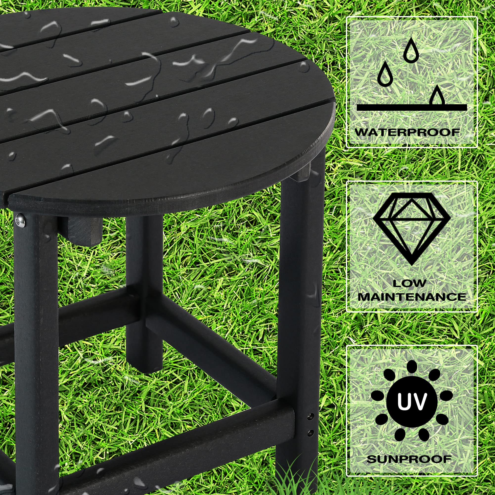 LZRS mesa junto a una silla Adirondack mostrando accesibilidad práctica