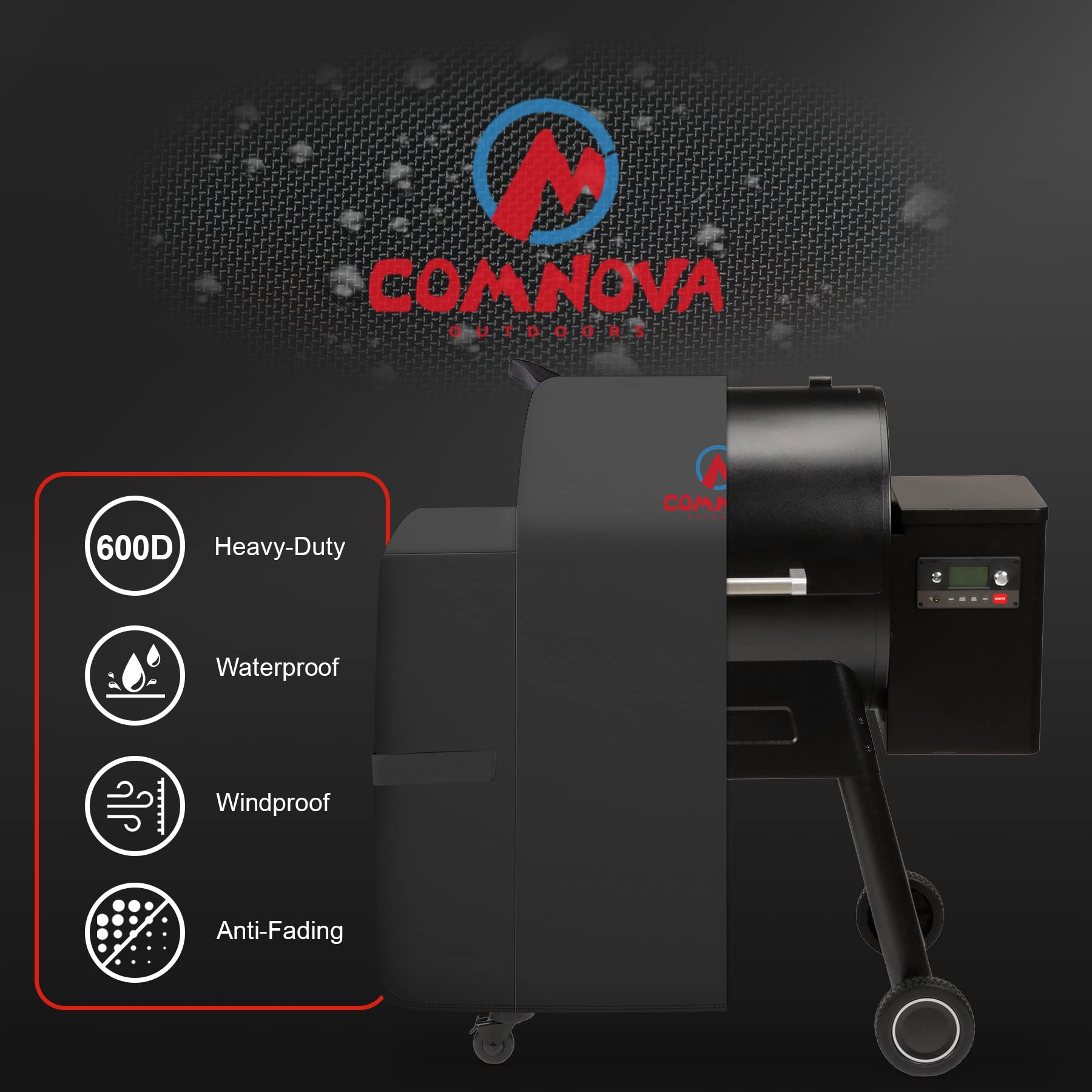 M COMNOVA OUTDOORS funda instalada en asador muestra protección completa