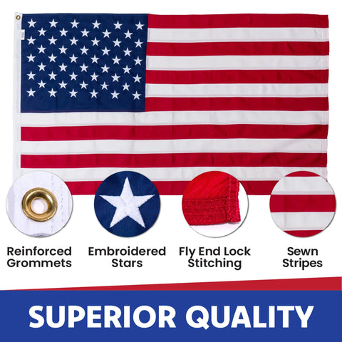Made in USA Flags textura del poliéster resistente mostrando tejido duradero
