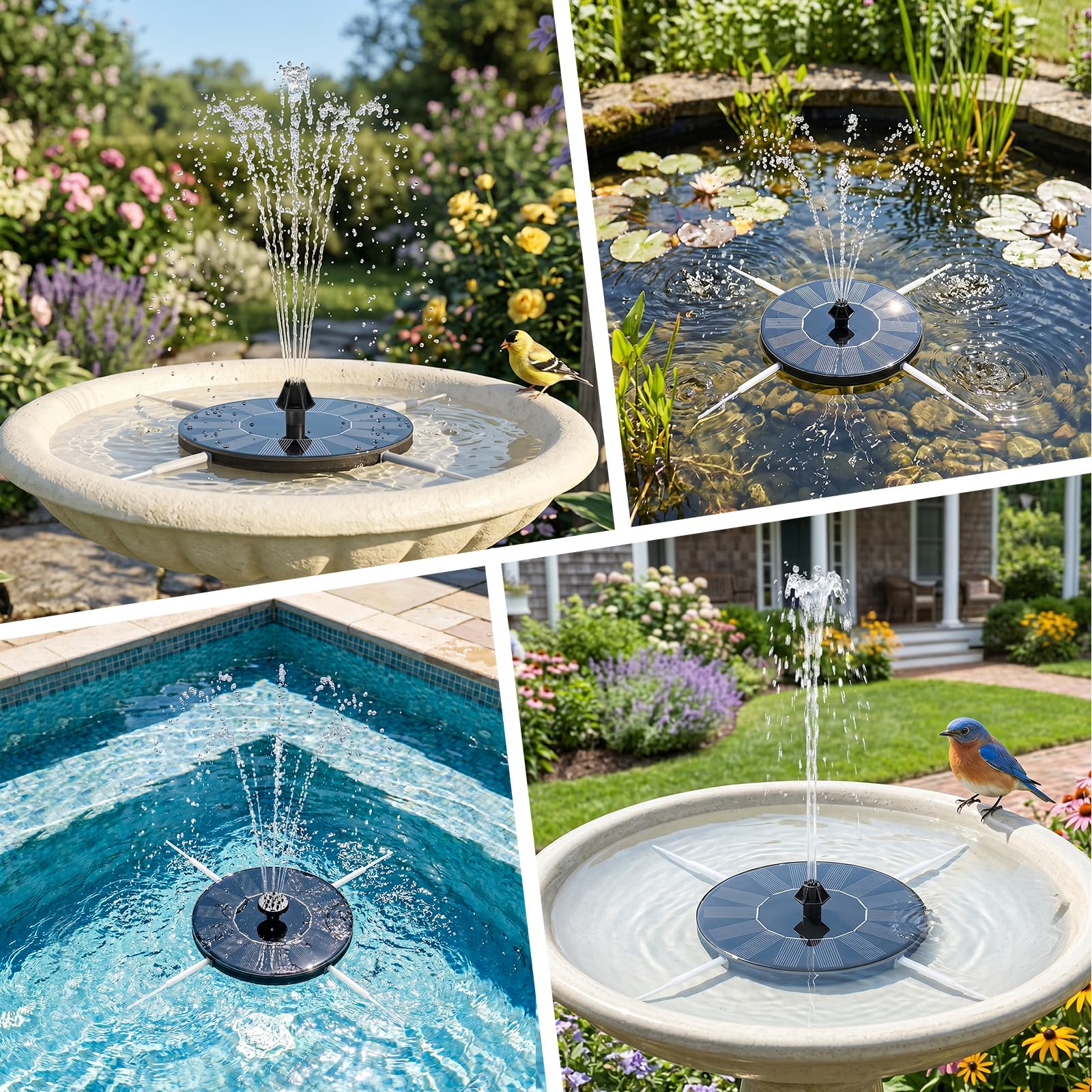 Mademax fuente en jardín mostrando estética y fácil integración paisajística