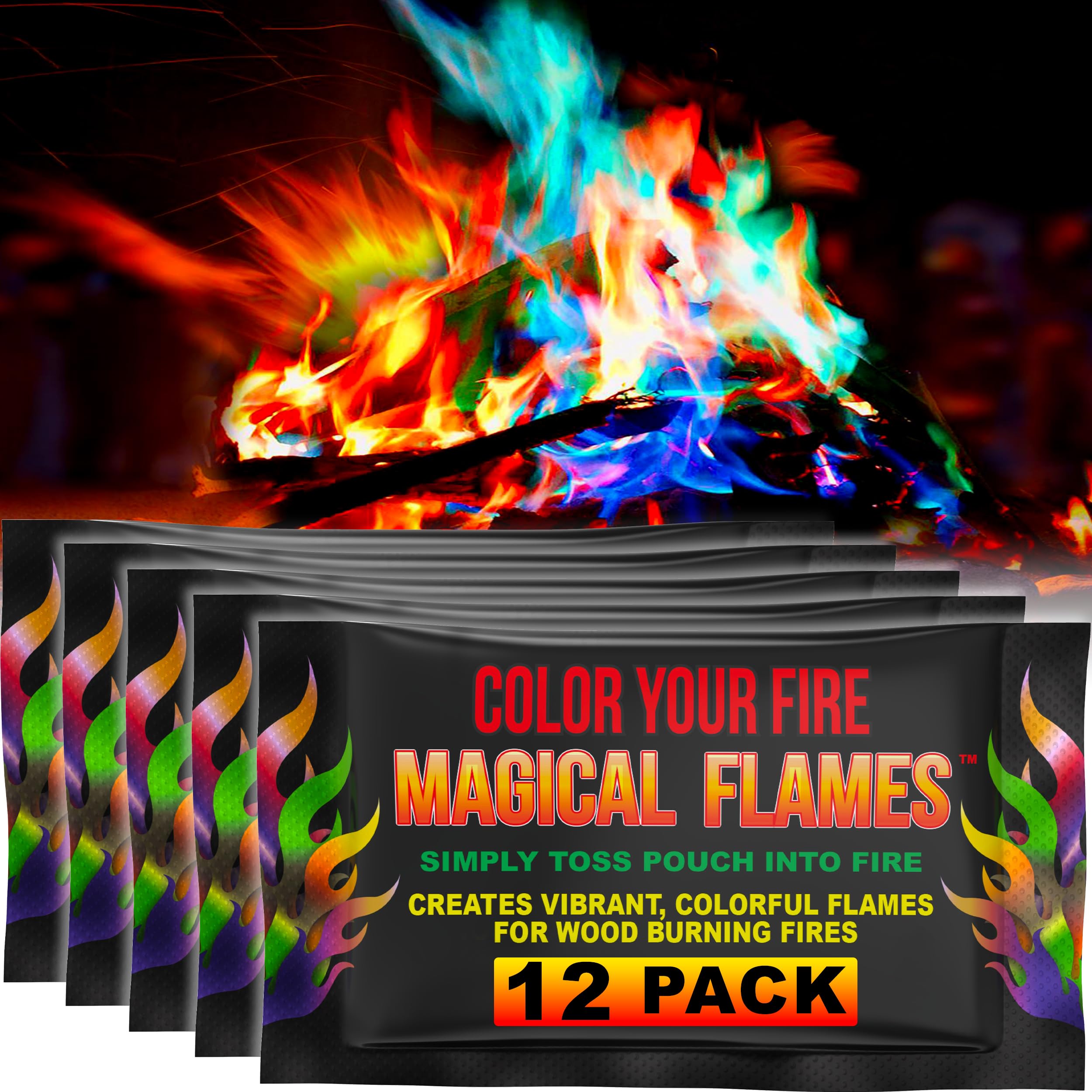 Magical Flames empaque frontal mostrando diseño y cantidad, atractivo para regalo