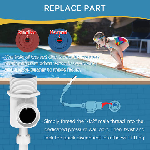 MAKHOON conector instalado en toma mural de piscina optimizando rendimiento