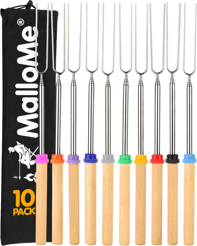 MalloMe caja frontal del producto mostrando 10 palos resistentes y completos