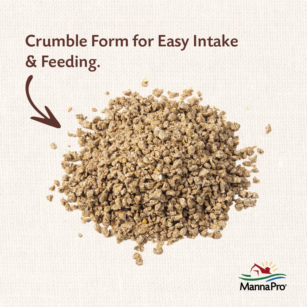 Manna Pro textura de crumbles visible para fácil consumo