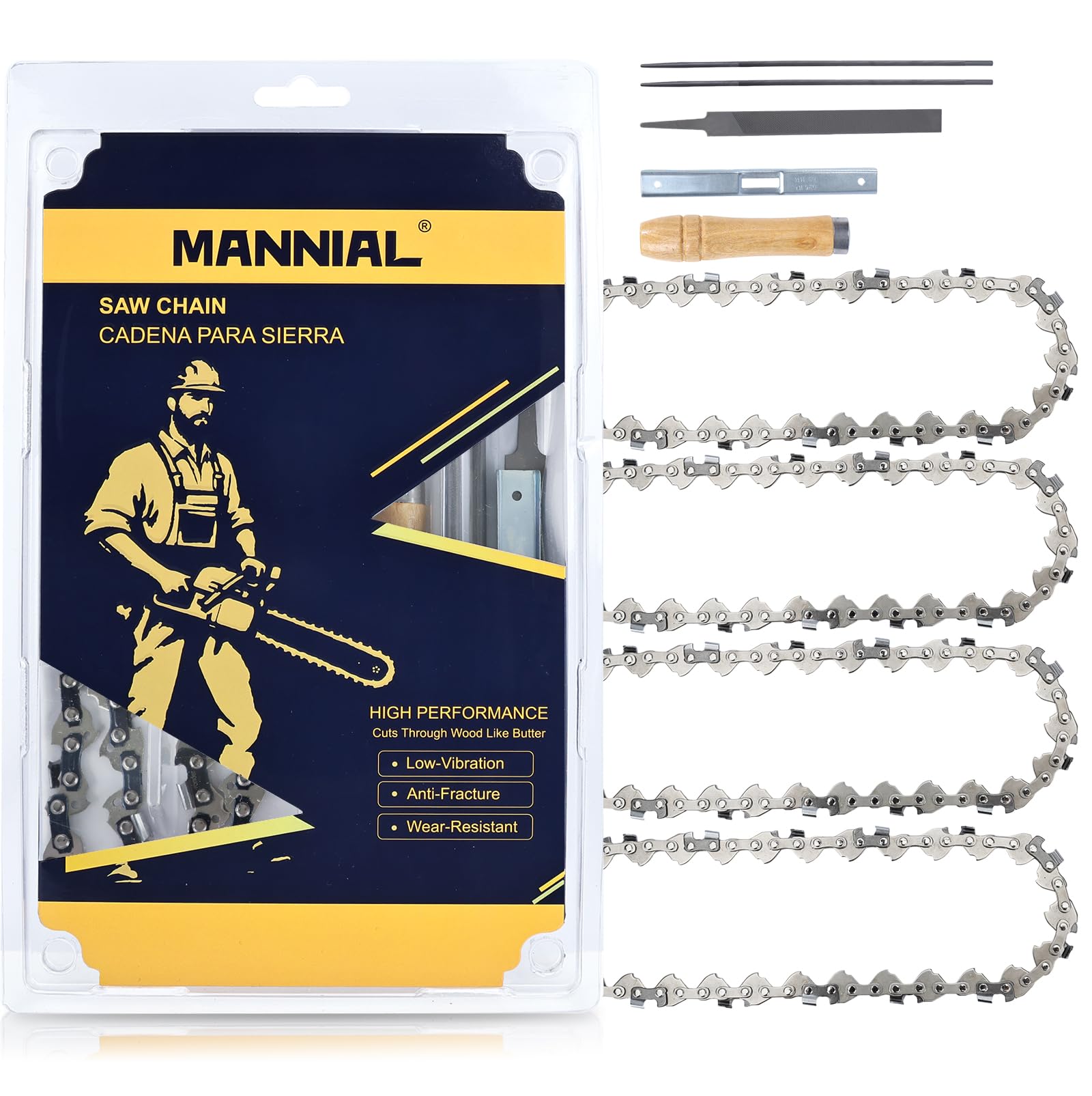 Mannial paquete frontal de cuatro cadenas mostrando compatibilidad y valor