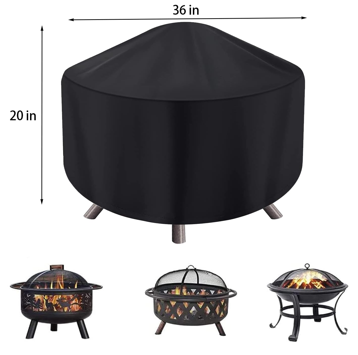 maobutte funda en uso sobre fire pit protegiendo de lluvia