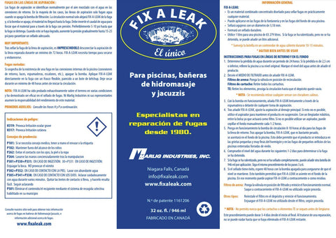 Marlig Fix-A-Leak en uso vertido en skimmer de piscina para sellar fuga