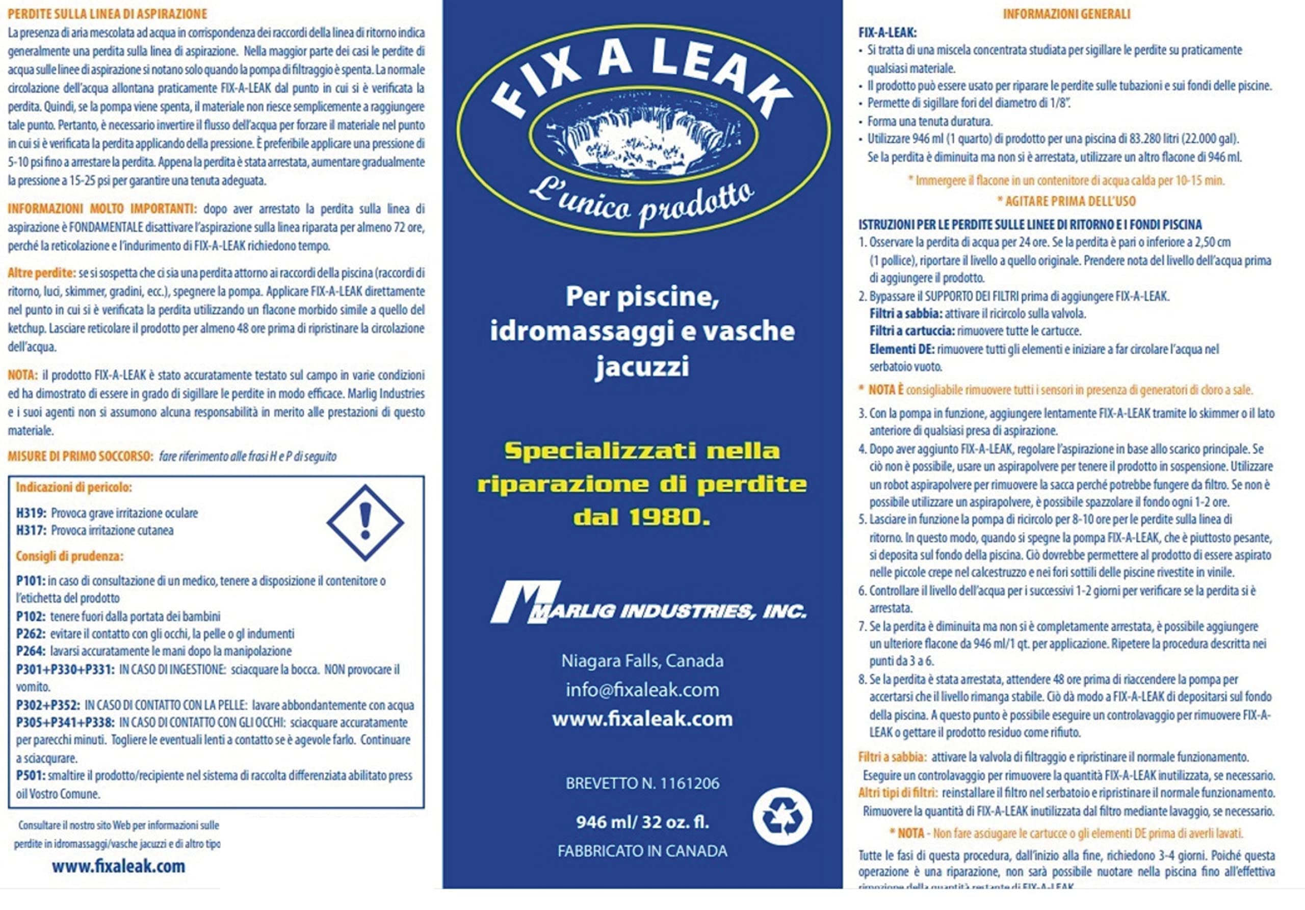 Marlig Fix-A-Leak textura del líquido resaltando densidad y suspensión