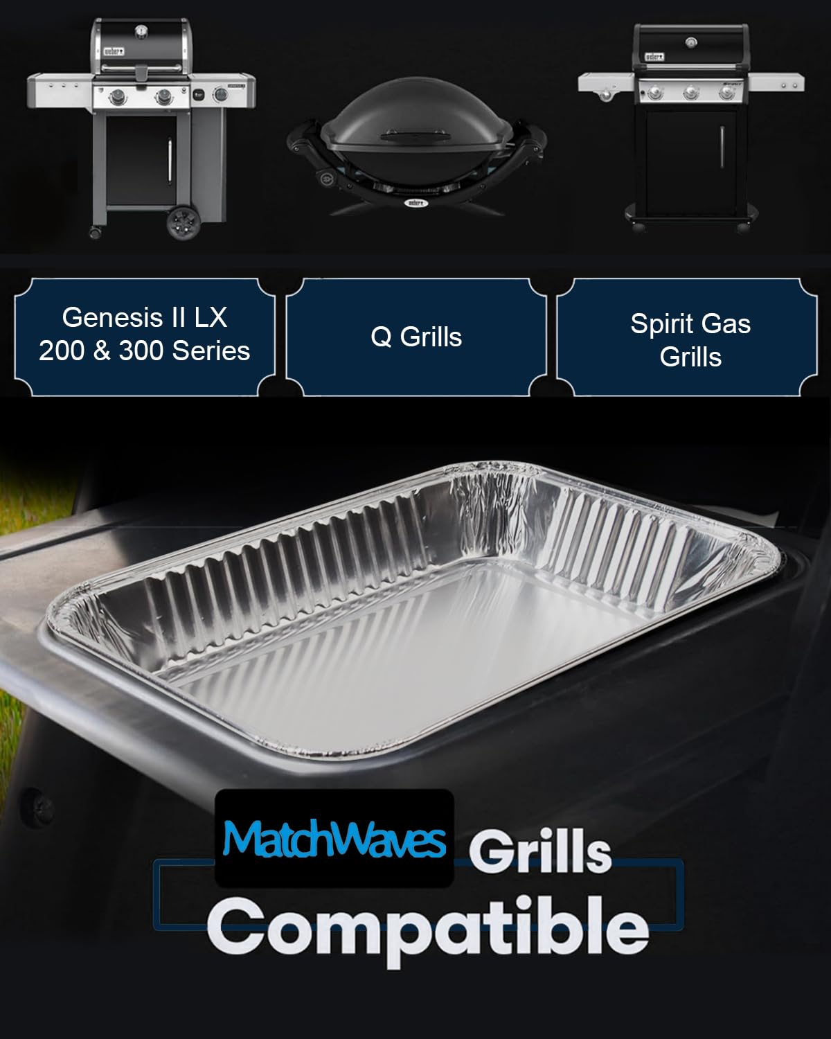 Matchwaves forro colocado en parrilla Weber evitando limpieza difícil