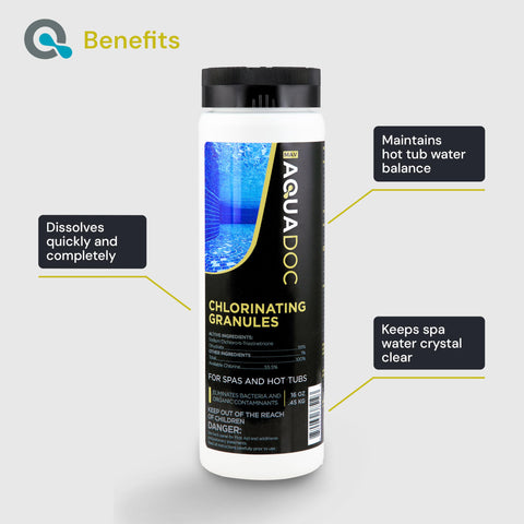 AquaDoc aplicando granulados en un spa con circulación para distribución uniforme