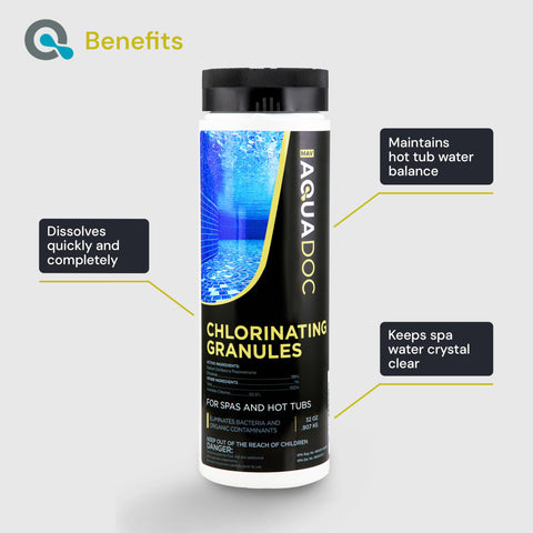 AquaDoc en uso vertido en spa con circulación para distribución uniforme