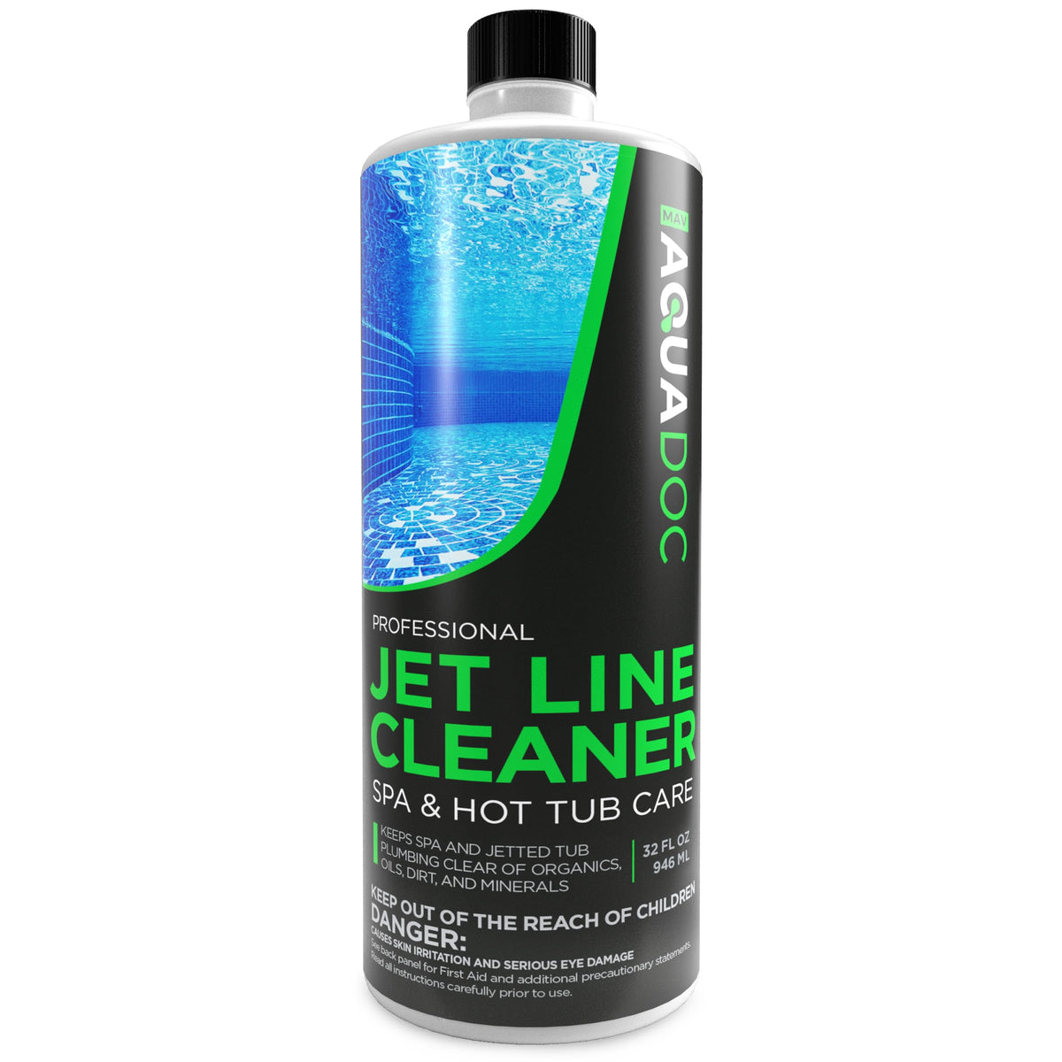 MAV AquaDoc botella frontal mostrando tamaño y diseño, limpieza efectiva