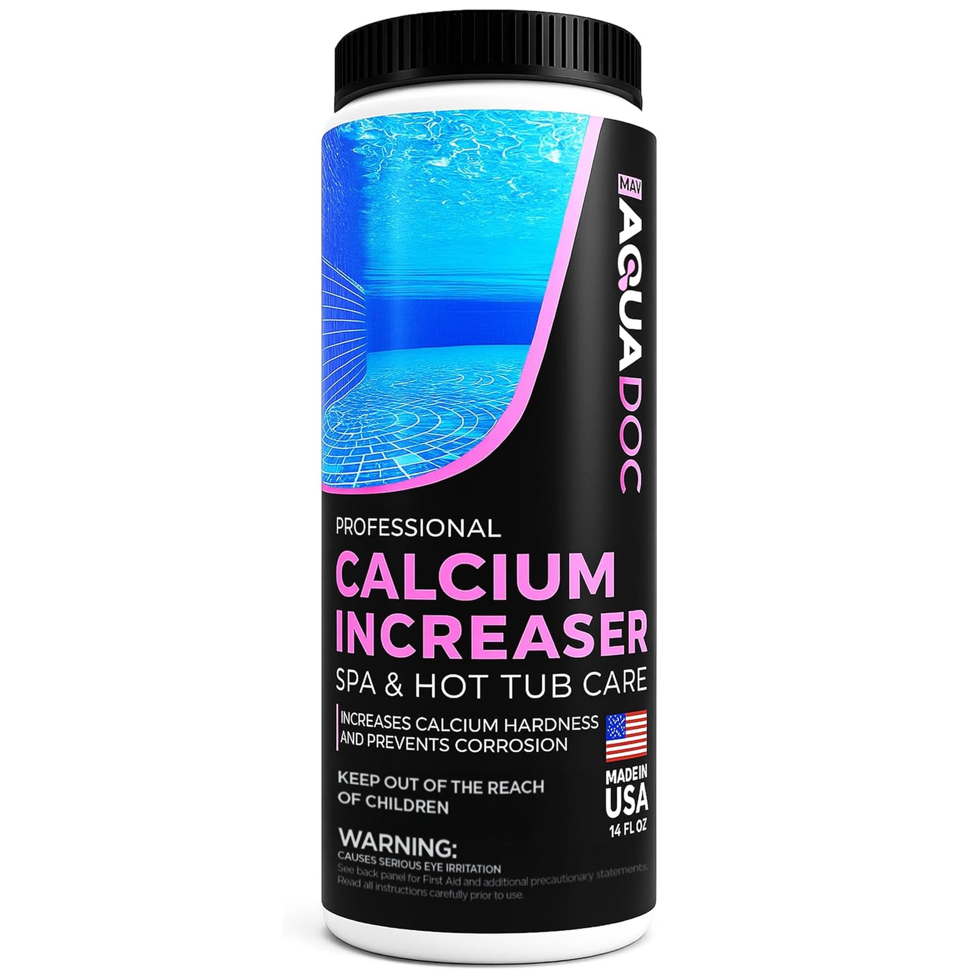 MAV AquaDoc frente del empaque mostrando 14 oz y beneficio precisión de dosis