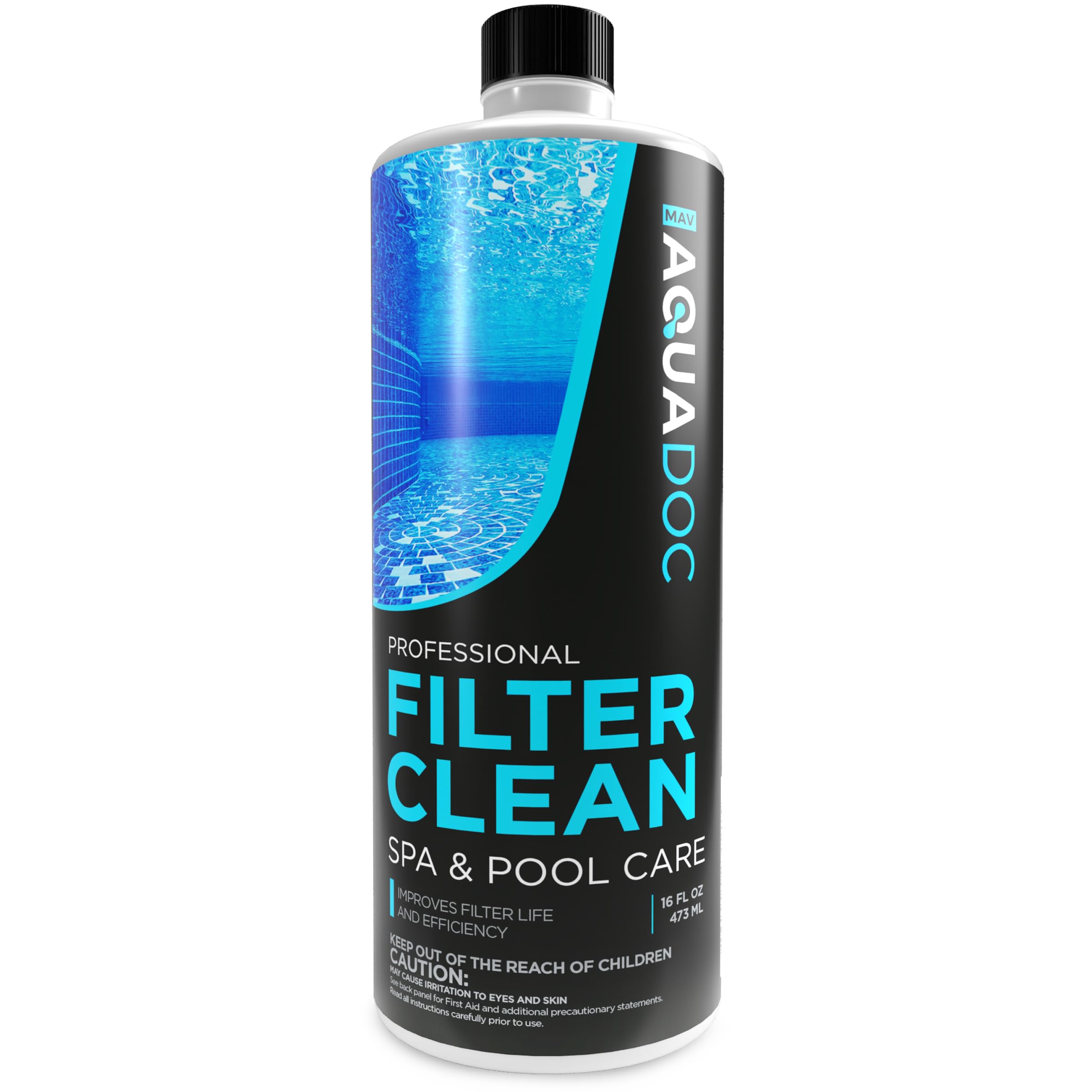 MAV AquaDoc envase frontal mostrando etiqueta y tamaño 16 oz efectivo