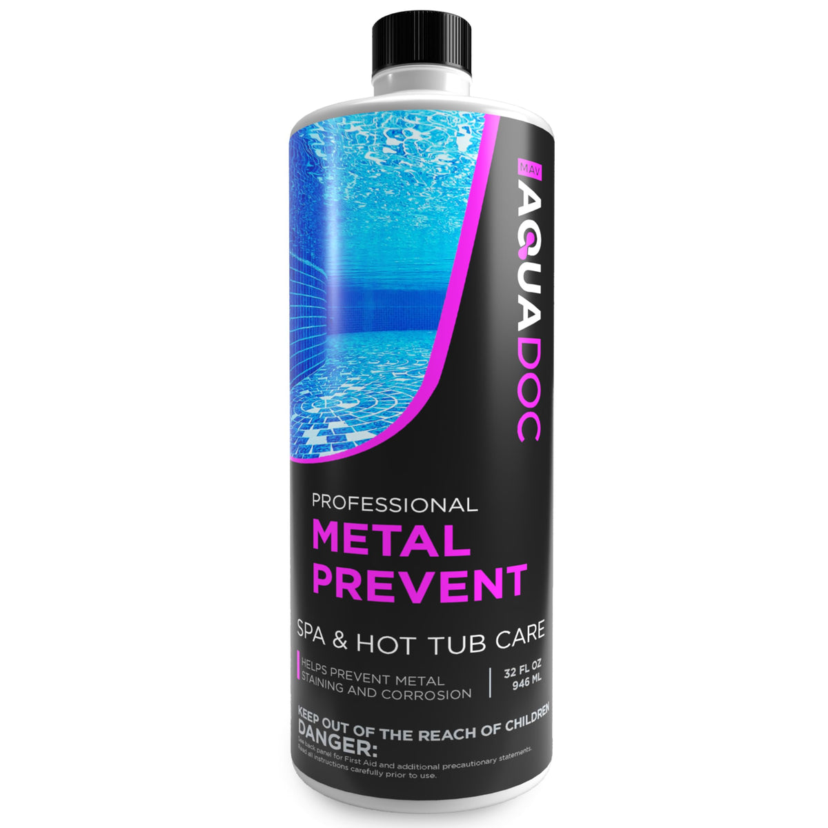 MAV AquaDoc frasco frontal mostrando etiqueta clara y beneficios