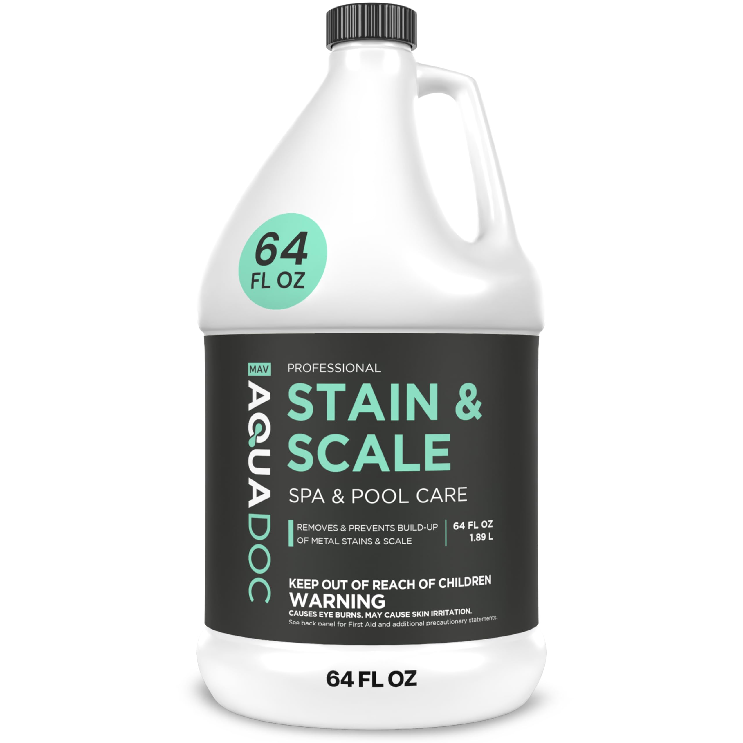 MAV AquaDoc frasco 64oz vista frontal con etiqueta clara y beneficios