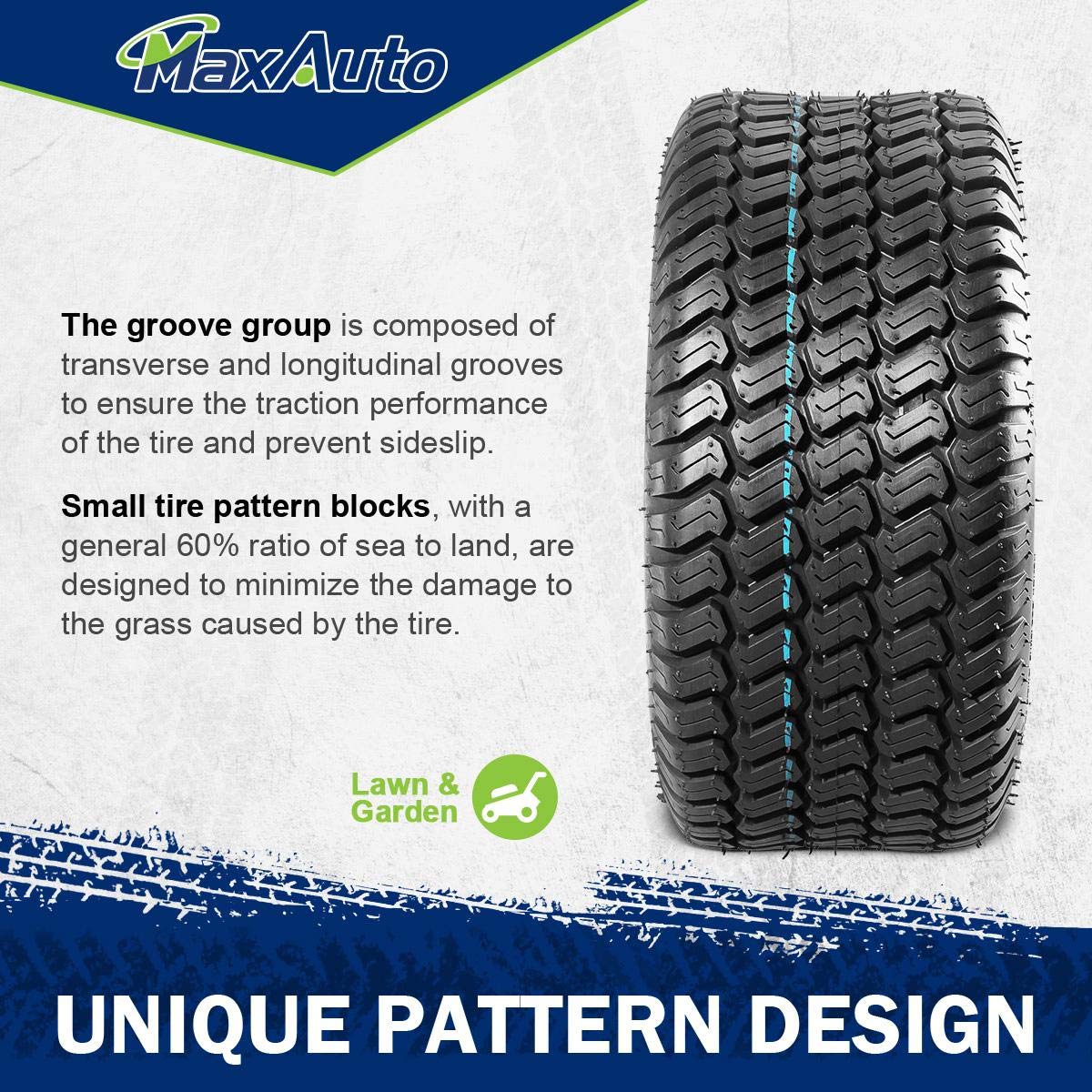 MaxAuto neumáticos montados en tractor de jardín mejorando agarre