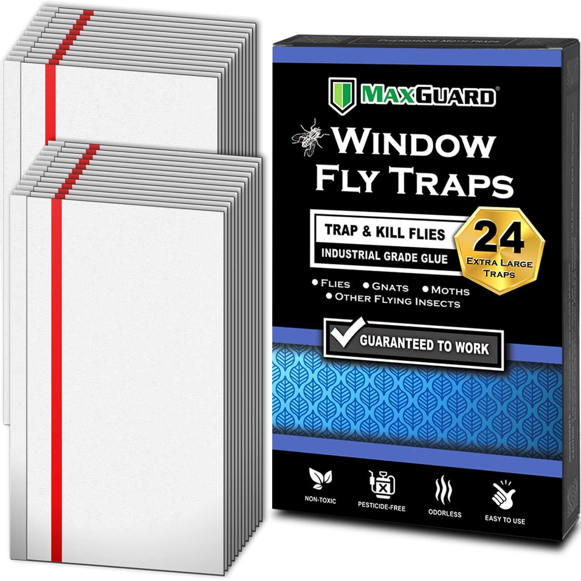 MaxGuard frente del empaque mostrando 24 trampas y beneficios