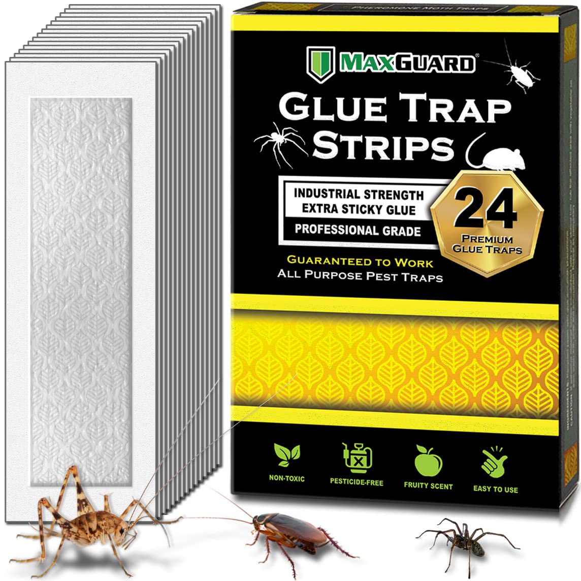 MaxGuard empaque frontal con 24 tiras listo para uso y control seguro