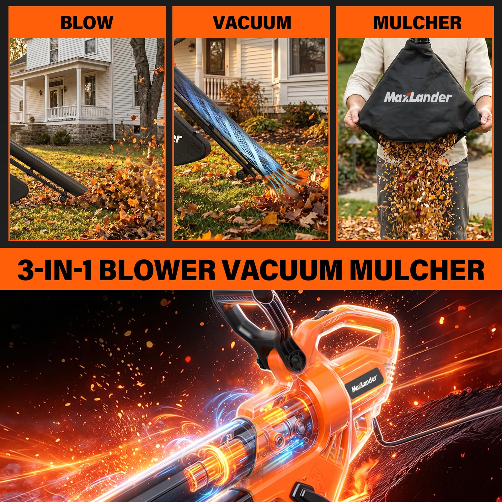 MAXLANDER primer plano del mango ergonómico para uso cómodo y menos fatiga