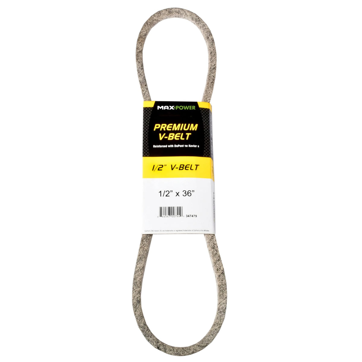 Maxpower correa frontal 1/2" x 36" mostrando construcción robusta y durabilidad