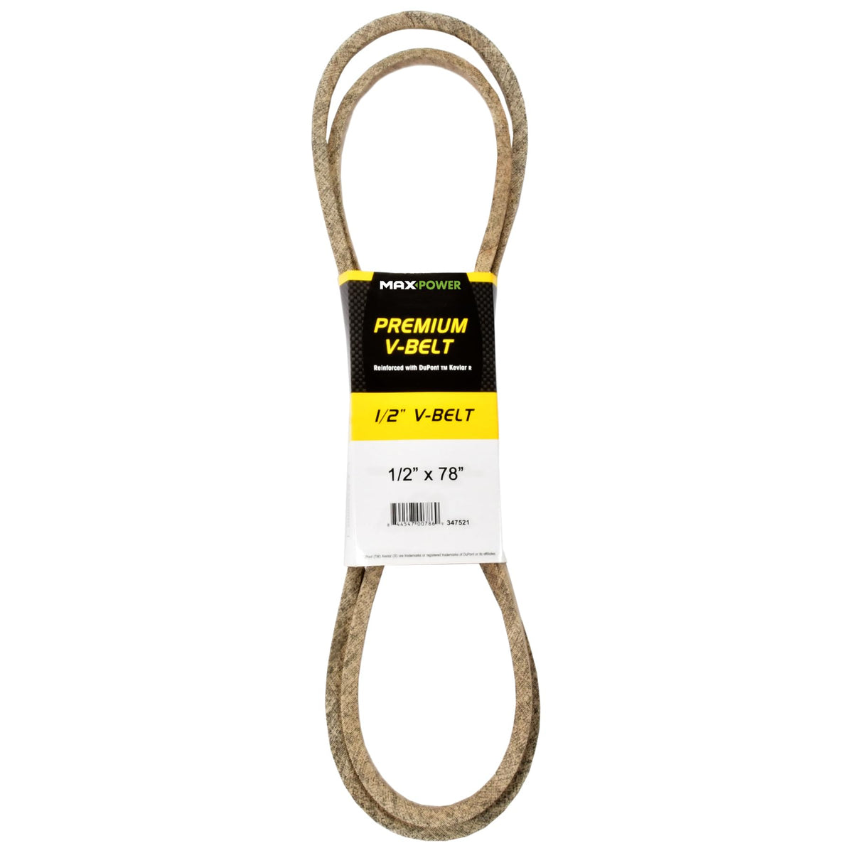 Maxpower correa frontal 347521 mostrando ancho y longitud, durabilidad garantizada