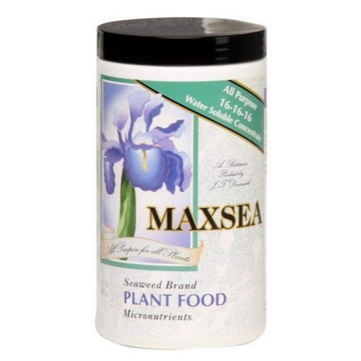 Maxsea frente del envase mostrando etiqueta y beneficios para plantas