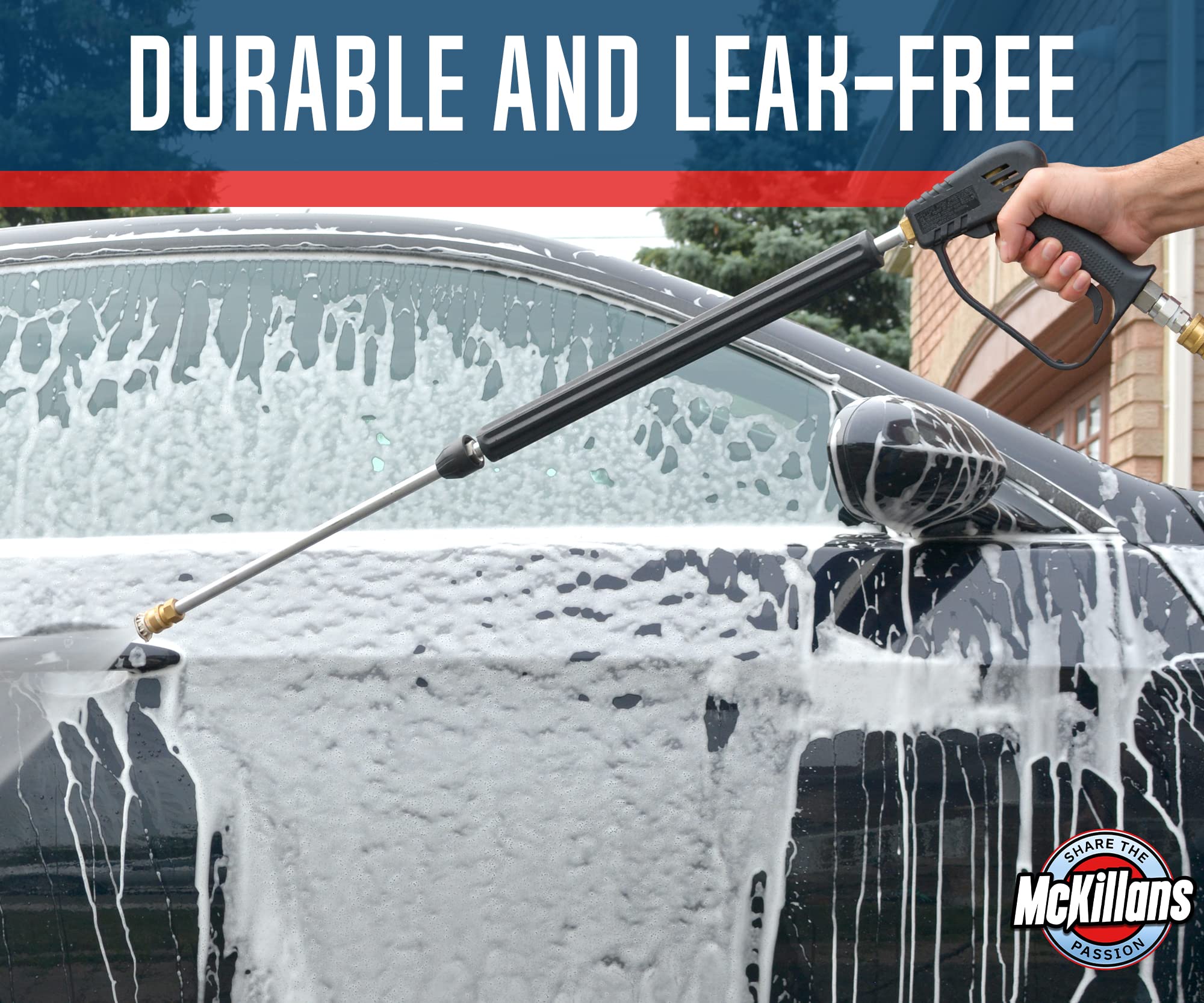 McKillans lanza corta montada con foam cannon para limpieza con espuma