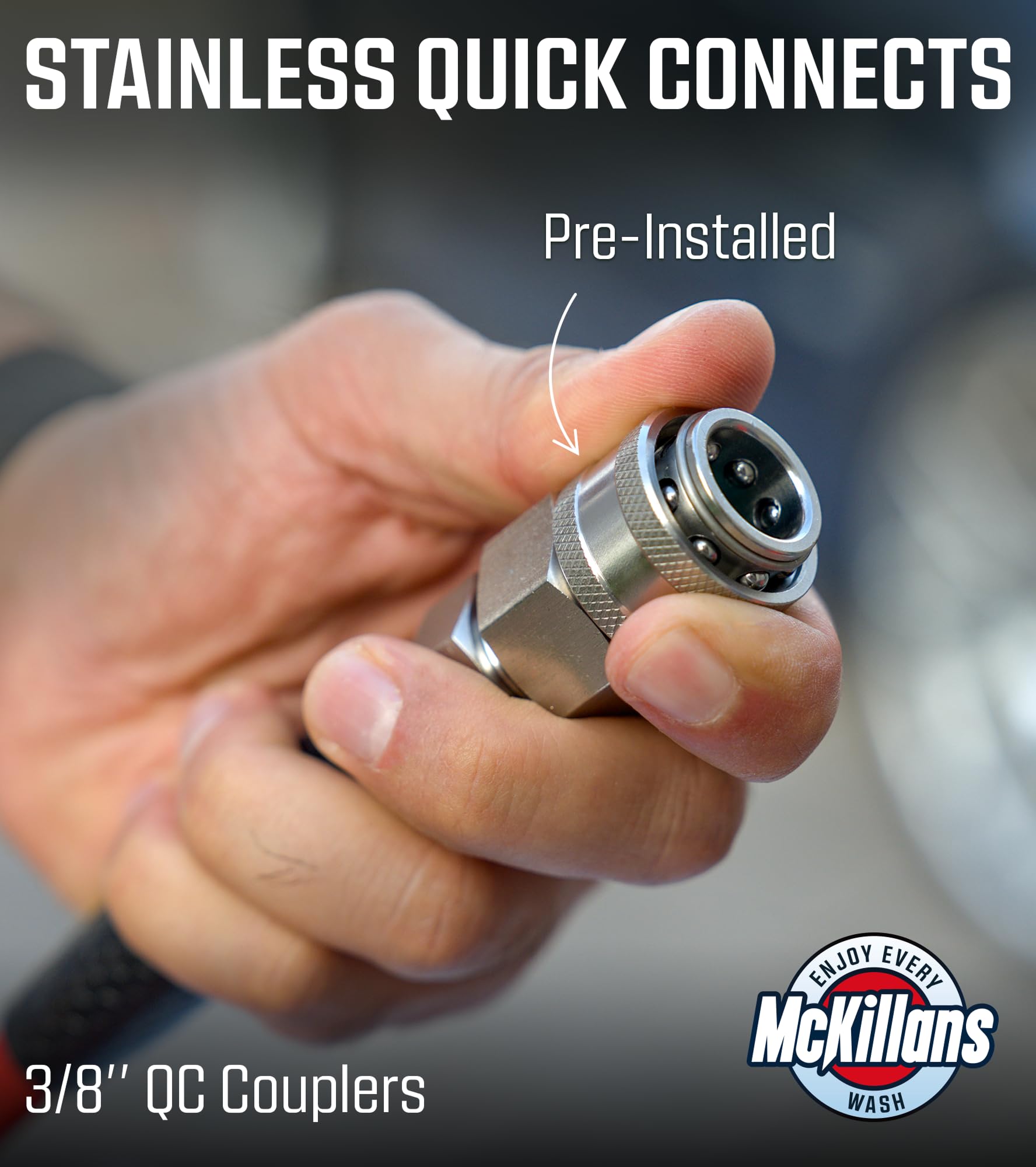 McKillans acoples Quick Connect 3/8" de acero inoxidable, conexión rápida y segura