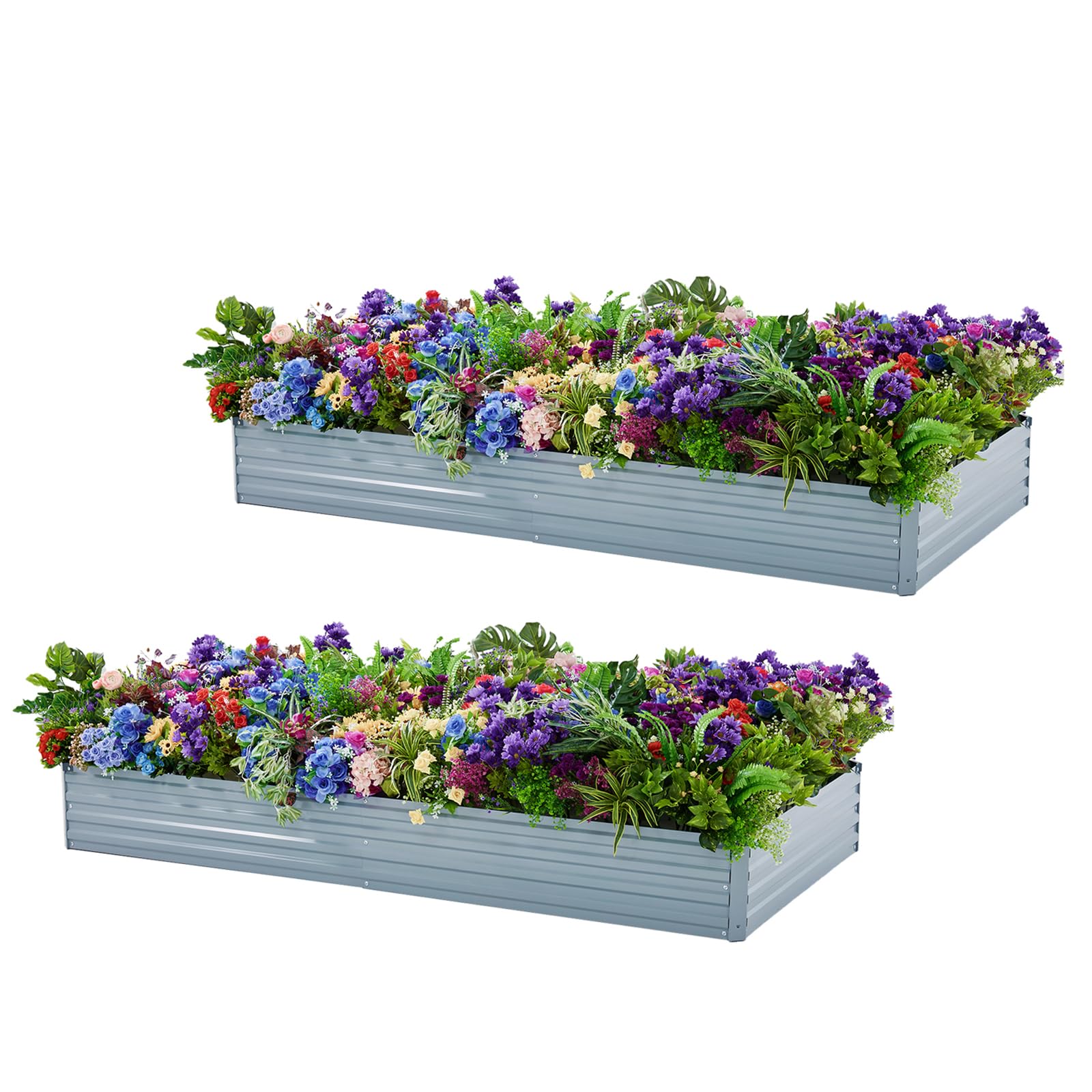 Meberam vista frontal del kit de dos jardineras para sembrar con gran área