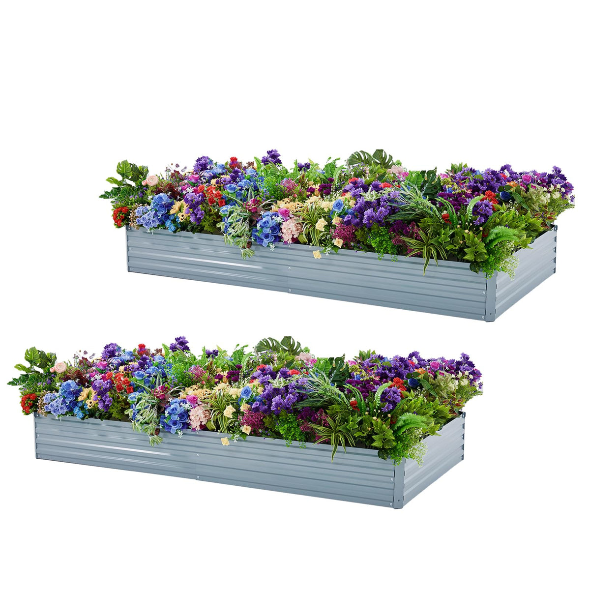 Meberam vista frontal del kit de dos jardineras para sembrar con gran área