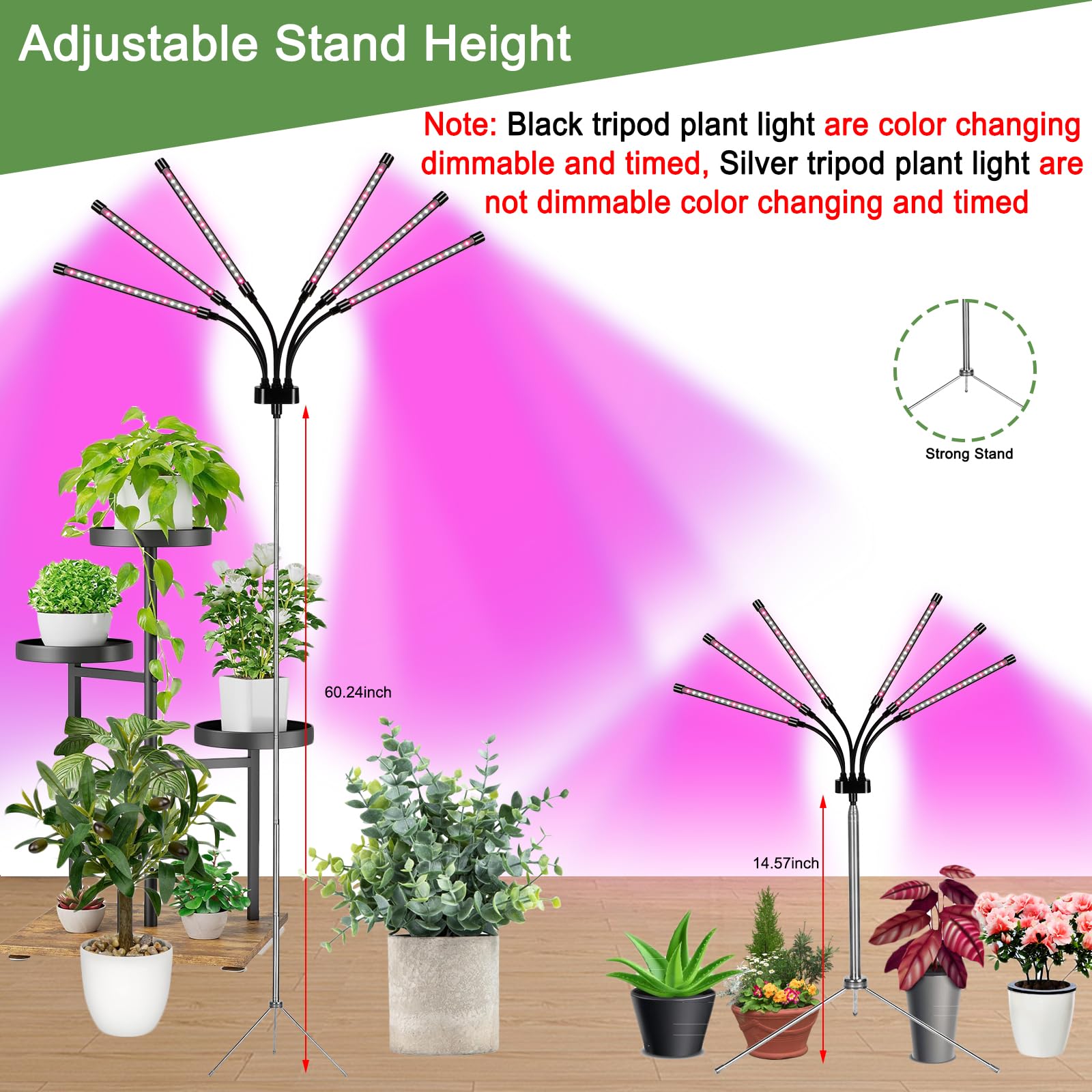 Mefflypee lámpara iluminando plantas en un salón oscuro