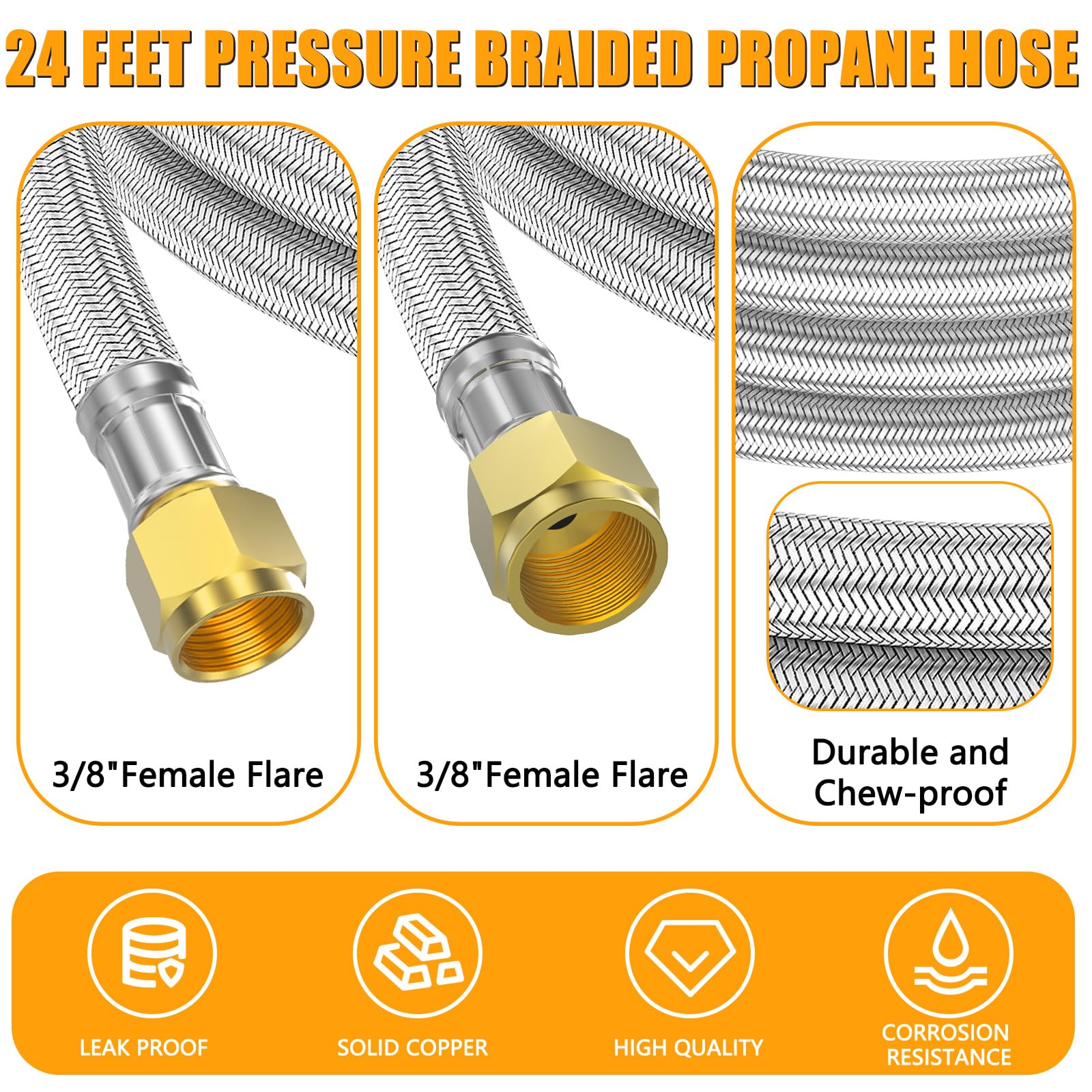 MEFUN trenzado acero inoxidable detalle, resistencia y antigrietas
