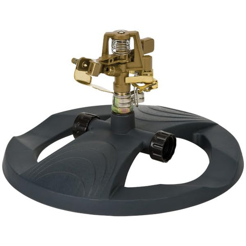 Melnor vista frontal del rociador con base pesada para estabilidad