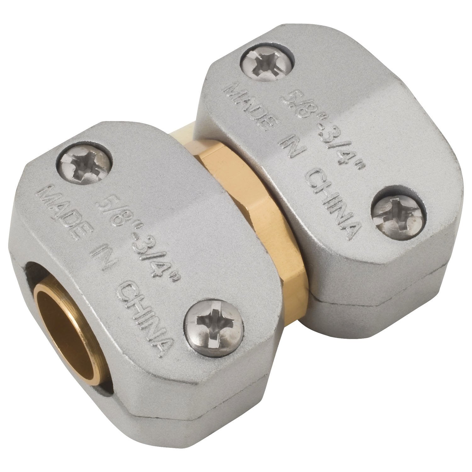 Melnor conector metálico frontal, unión robusta para mangueras 5/8 y 3/4