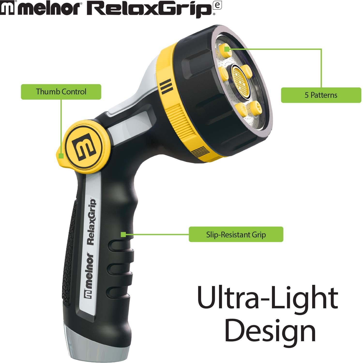 Melnor muestra patrón de burbujeo llenando un balde, ideal para riego profundo