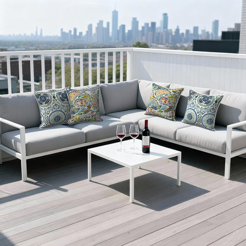 Melody Elephant conjunto en terraza decorada, ambiente acogedor y coordinado