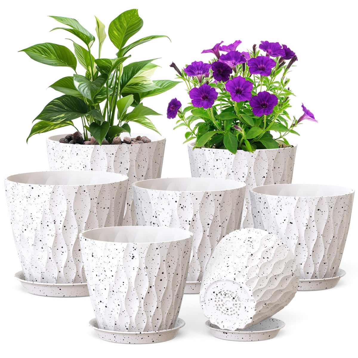 Meowell set frontal de siete macetas, aspecto elegante y ahorro de espacio