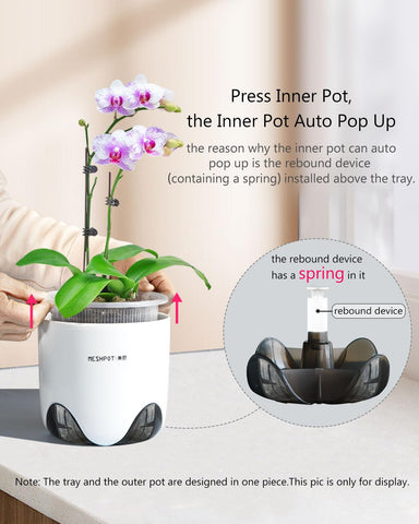 Meshpot vista interna doble capa que favorece ventilación y drenaje